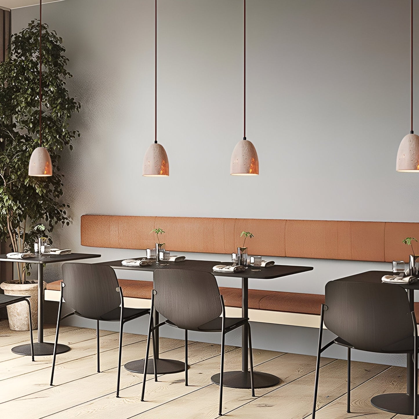 Yellow Travertine Bell Pendant Light in Retro Style | Aurevik