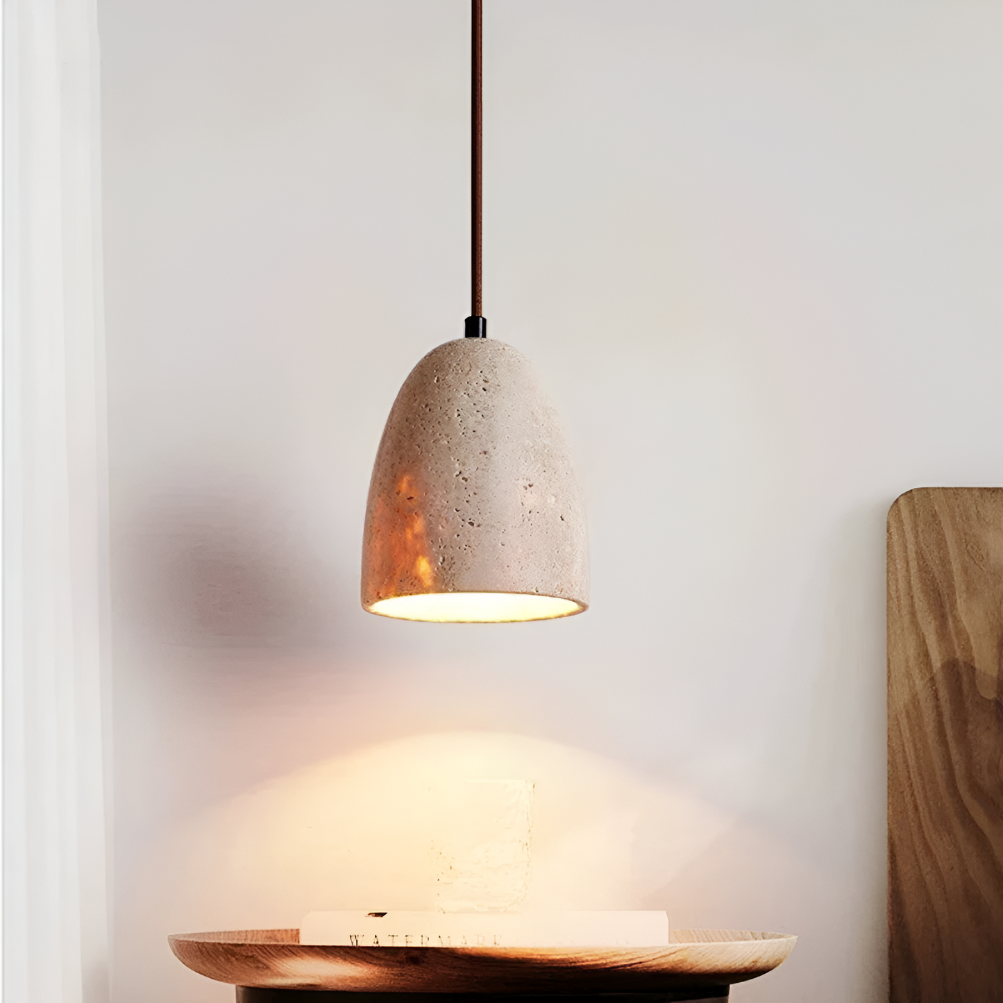 Yellow Travertine Bell Pendant Light in Retro Style | Aurevik