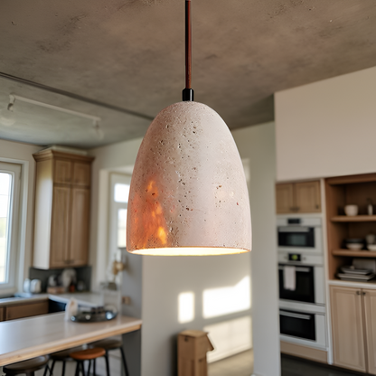 Yellow Travertine Bell Pendant Light in Retro Style | Aurevik
