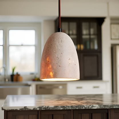 Yellow Travertine Bell Pendant Light in Retro Style | Aurevik