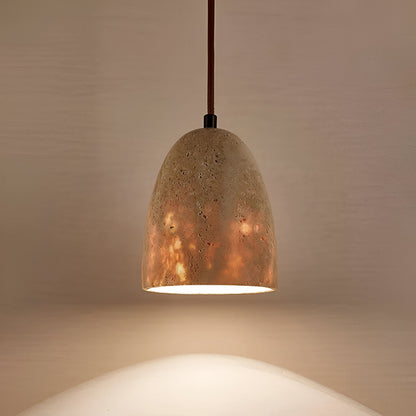 Yellow Travertine Bell Pendant Light in Retro Style | Aurevik