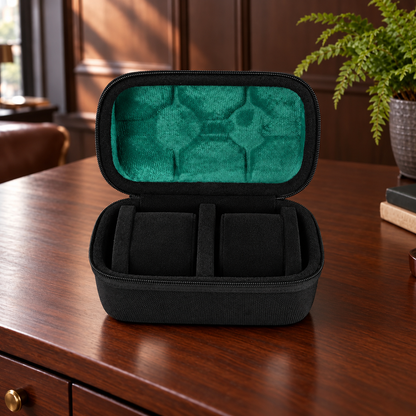 Watch Box with Hard Shell Zipper Closure and Removable Cushions