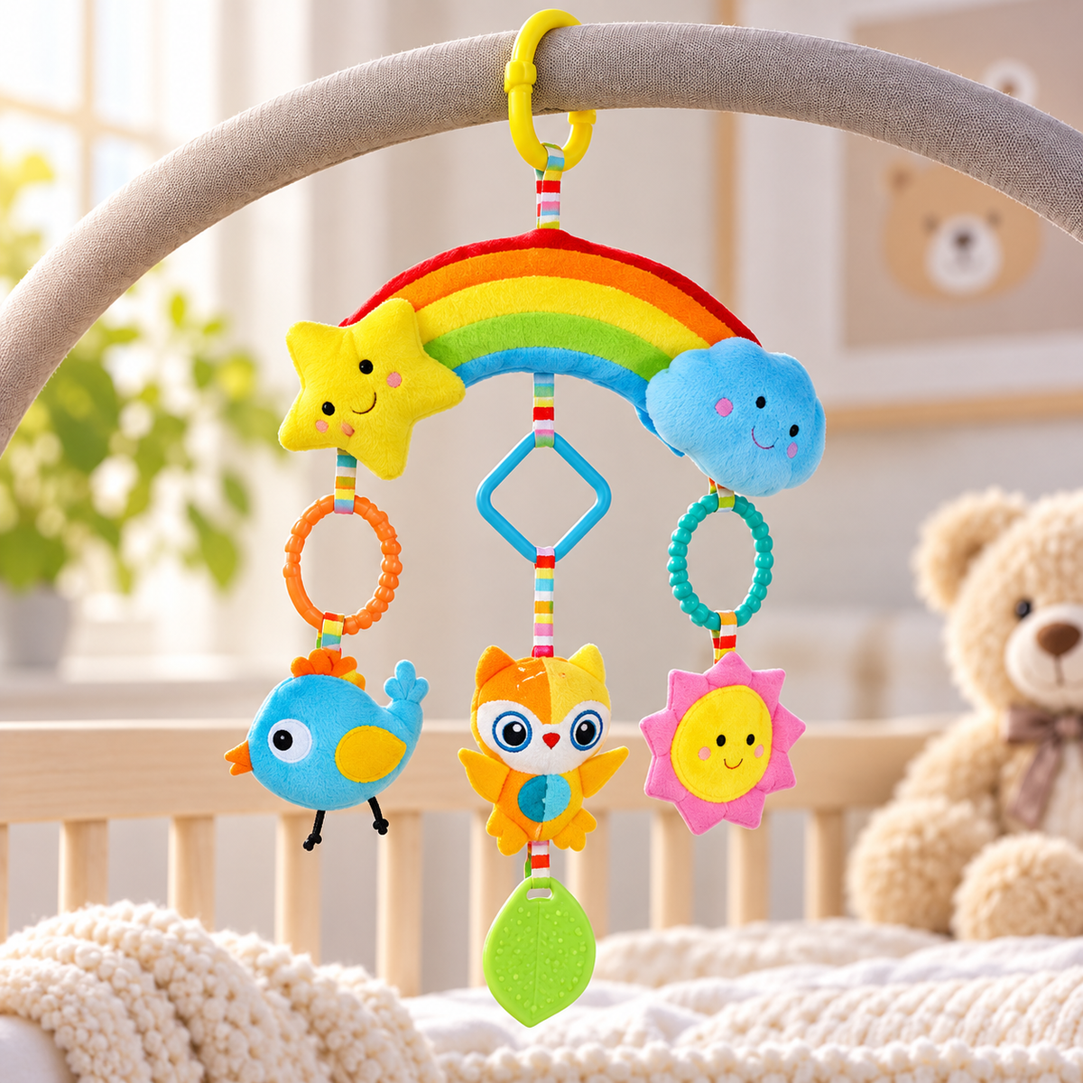 Hanging Baby Stroller Toy with Soft Animal Figures
